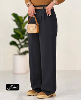 شلوارفول بگ واید دوتا پیله کمرنیمکش جنس مازراتی لخت ریزش دار