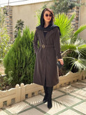 بارونی بلنددوجیب کاربردی آسترکشی شده کمربنددارجنس چرم سیلیکنی