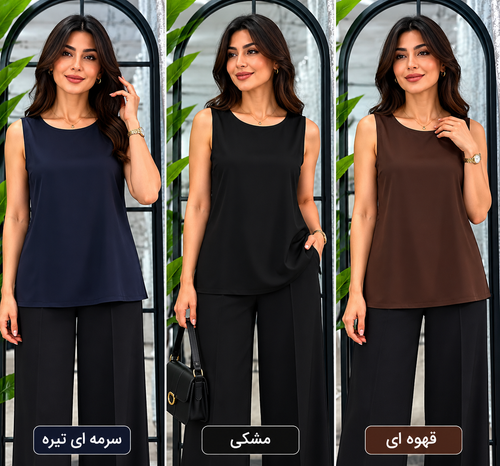 زیرمانتویی کتی یقه گرد جنس کرپ الیزه