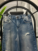 شلوارجین شافل دمپا ریشدارکمرزیپ دکمه زپدار
